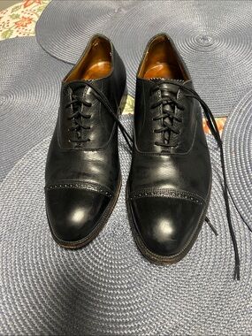 ALDEN Classic Black Cap-Toe Leather Oxford Dress Shoes